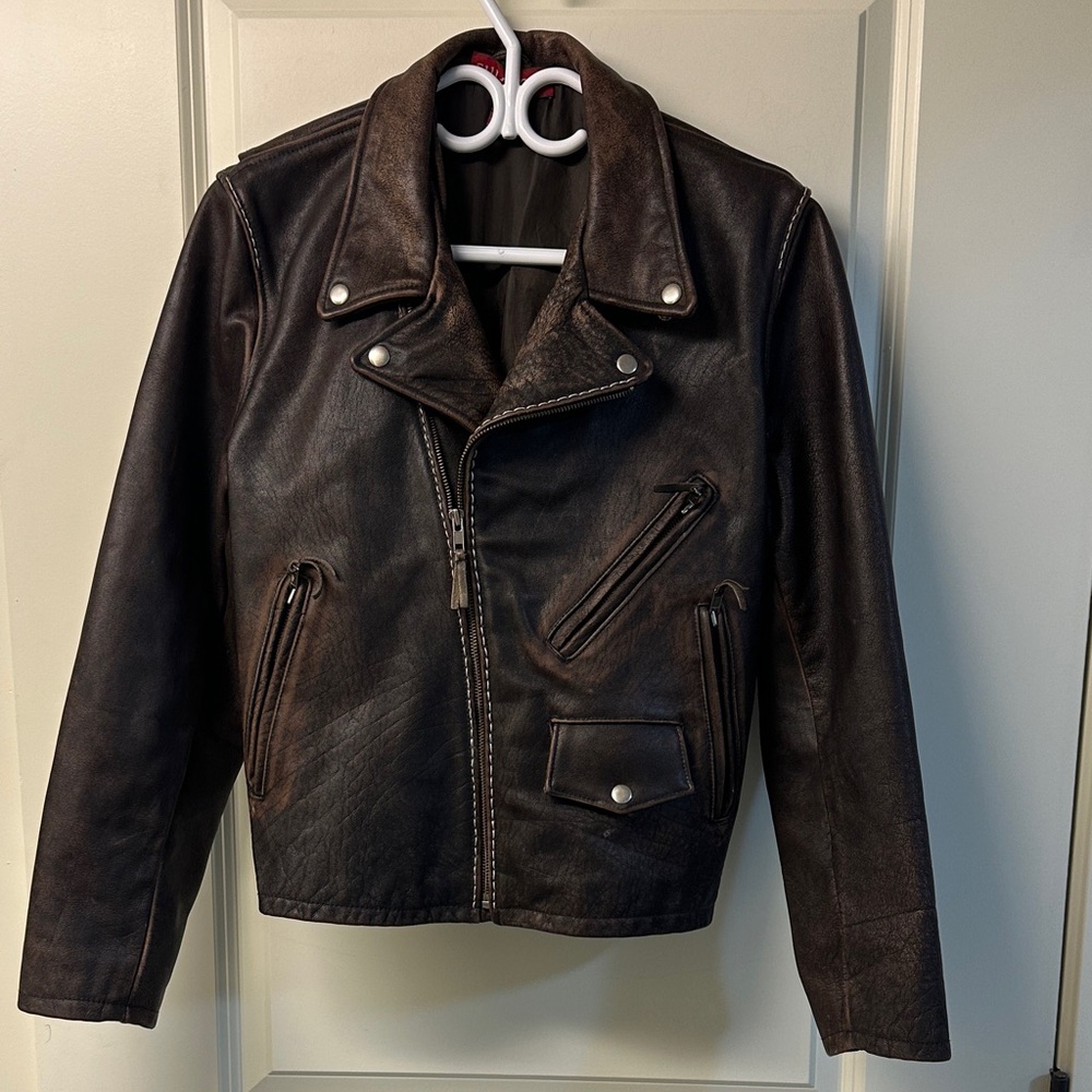Sundance heavy Brown Leather Biker Jacket